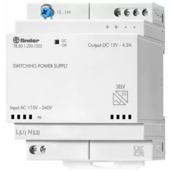 Napájecí zdroj na DIN lištu Finder 78.50.1.230.1202 12 V DC 4,6 A 50 W