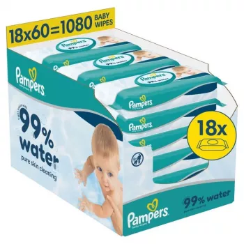 Vlhčené ubrousky pro děti Pampers Aqua, 18 balení, 1080 ks