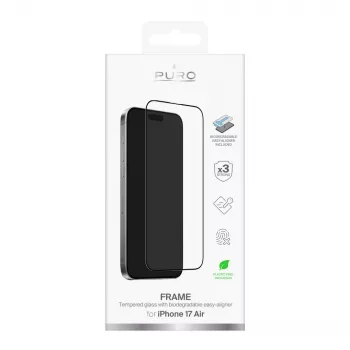 Ochranné sklo z tvrzeného skla PURO s rámečkem a instalační pomůckou pro Apple iPhone Air, průhledné (PUSDGFRAIPHONE1766)
