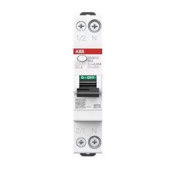 Proudový chránič s jištěním ABB DS301CA-B13/0.03 RCBO 1P+N 13A charakteristika B 30mA 6kA typ A 2CSR255163R1135