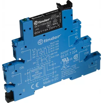 Modul rozhraní relé Finder 38.51.7.024.5050, cívka 24 V DC, 1 CO kontakt, 6 A, šroubové svorky, DIN lišta