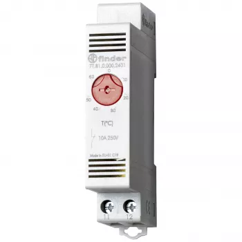 Finder termostat rozváděče 7T.81.0.000.2402, 1 NC kontakt, 250 V AC, 10 A, 0-60 °C, DIN lišta