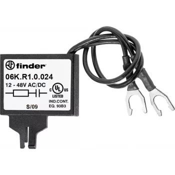 RC odrušovací modul Finder 06K.R1.0.024 pro cívky relé 24V AC/DC