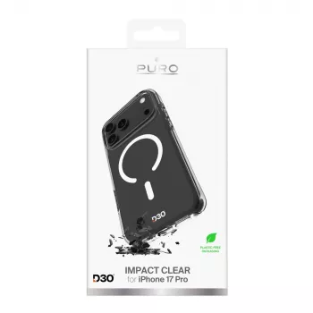 Pouzdro PURO Impact Clear D3O Bio pro Apple iPhone 17 Pro, kompatibilní s MagSafe, průhledné (PUIPC17P63IMPCLD3OTR)