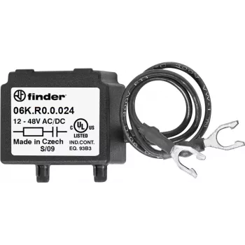 RC zhášecí modul Finder 06K.R0.0.024 pro cívky relé, 6-24V AC/DC, 100Ω + 0,1µF, zásuvný modul