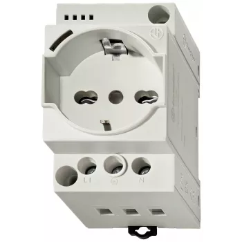 Zásuvka do rozvaděče Finder 7U Series, 230 V AC, 16 A, Schuko, montáž na DIN lištu, šedá (RAL 7035) 7U.00.8.230.0000