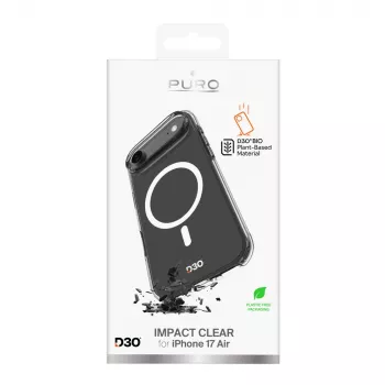 PURO Impact Clear D3O Bio pouzdro pro Apple iPhone Air, kompatibilní s MagSafe, transparentní (PUIPC1766IMPCLD3OTR)