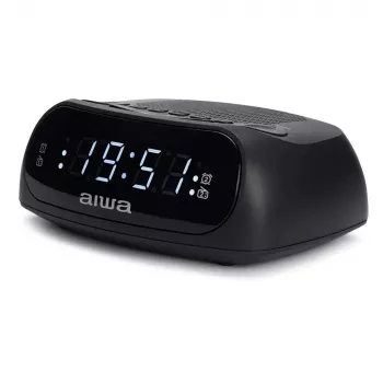 AIWA CR-09J FM Clock Radio with Dual Alarm, LED Display, Black