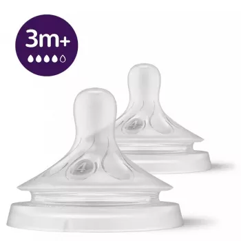 Philips Avent Natural Response savičky na kojeneckou láhev, rychlý tok, 3m+, 2 ks, silikon, transparentní