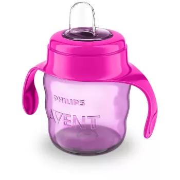 Tréninkový kelímek Philips AVENT Easy Sip s uchy, 6M+, 200 ml, silikonový náustek, růžový
