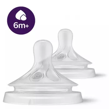 Philips AVENT Natural Response silikonové savičky na kojenecké lahve pro hustou stravu, 6M+, 2 ks