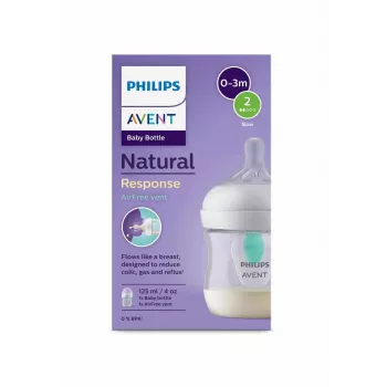 Philips Avent Natural Response antikoliková kojenecká láhev s ventilem AirFree, 125 ml, Newborn Flow 1, 0m+