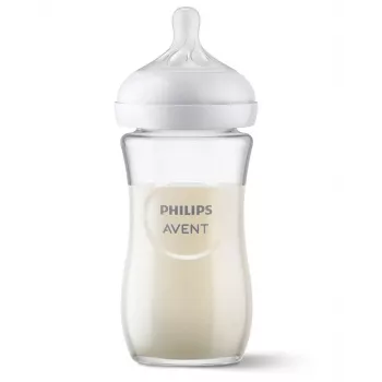 Philips AVENT Natural Response skleněná kojenecká láhev 240 ml, savička se středním tokem, 1m+