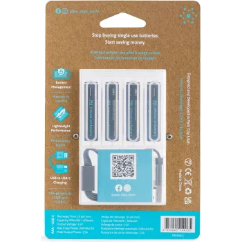 USB-C nabíjecí lithium-iontová baterie AAA Pale Blue PB-AAA-C