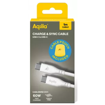 Nabíjecí a synchronizační kabel AQIILA Cablebird CS11 USB-C na USB-C 1 m 60W černý AQCBPBIC1SI812