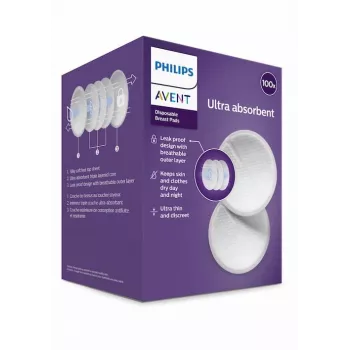 Philips Avent jednorázové prsní vložky (balení 100 ks) | ultra savé, tvarované, jednotlivě balené