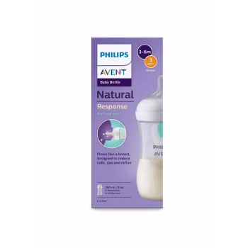 Philips Avent Natural Response antikoliková kojenecká láhev s ventilem AirFree 260 ml, střední savička, 1M+