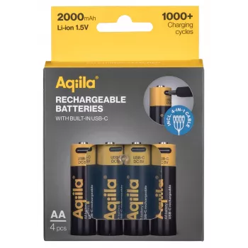 USB-C nabíjecí lithium-iontové baterie AA AQIILA, 1,2V, 4 ks (AQ200AA367C4)