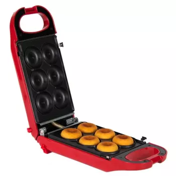 Přístroj na přípravu snacků Trebs 6v1 červený – vafle, sendvič, gril, donuty, poffertjes, cupcake