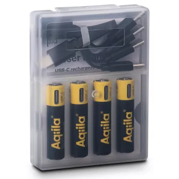 AQIILA AAA NiMH nabíjecí baterie s USB-C, 1,2 V, 600 mAh, 4 ks AQ60AAA374C4