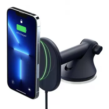 Magnetická bezdrátová nabíječka iOttie Velox s držákem na palubní desku a čelní sklo – 7,5W Qi rychlé nabíjení, kompatibilní s MagSafe, černá