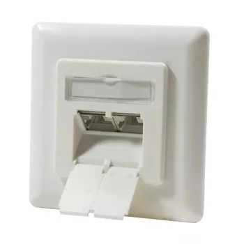 Dvojitá podomítková zásuvka RJ45 DSIT DC-Wall-In-STP6-I Cat. 6 stíněná, slonovinová