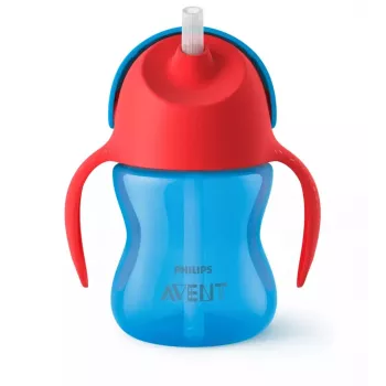 Hrnek s brčkem Philips AVENT s flexibilním brčkem, 200 ml, 9m+, modrý