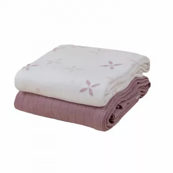 Lodger Swadler Solid Matcha bavlněná zavinovací deka, Powder Rose, 110x110 cm, 2 ks
