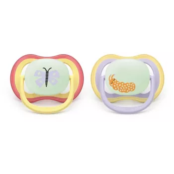 Noční dudlík Philips AVENT Ultra Air 0-6 měsíců, 2 ks, svítící ve tmě