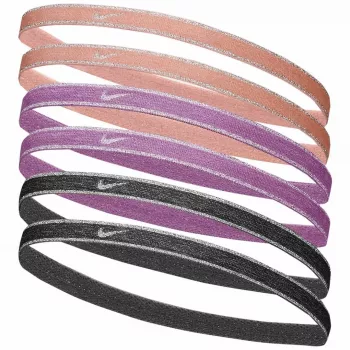 Sportovní gumičky do vlasů Nike Swoosh Sport Metallic 6 ks – broskvová, růžová, šedá