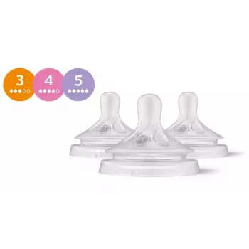 Philips Avent Natural Response sada silikonových saviček na kojeneckou láhev (3 ks, Flow 3, 1+ měsíců)