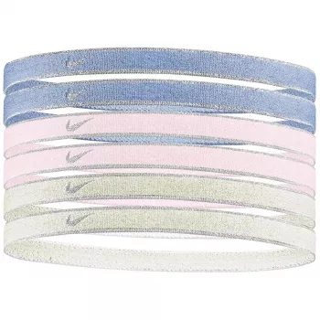 Sportovní gumičky do vlasů Nike Swoosh, 6 ks, metalická fialová, růžová, žlutá N1002008511OS