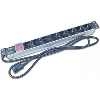 Rozvaděč Wirewin NVL8 UPS, 19 inch, 1U, rackmount PDU, 8 zásuvek Schuko, 16A, černý