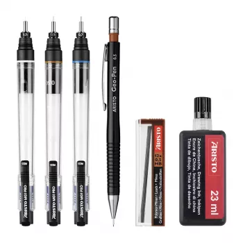 Sada technických rýsovacích per ARISTO mg1 pro College, 3 pera 0,25 / 0,50 / 0,70 mm, 6dílná (AR64310)