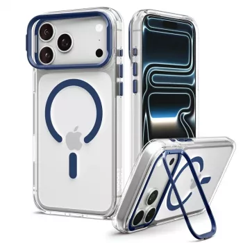 Pouzdro SPIGEN Ultra Hybrid Optik S MagSafe pro iPhone 17 Pro Max / 18 Pro Max – průhledné/tmavě modrá