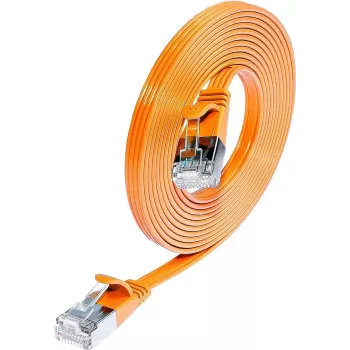 Slim Ethernet patch kabel Wirewin Triotronik PKW-STP-SLIM-KAT6 5.0 OR Cat6 U/FTP, RJ45 samec na samec, 5 m, oranžový