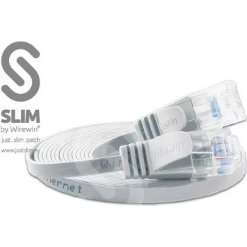 Síťový patch kabel Wirewin Triotronik PKW-SLIM-KAT6 20.0 WS Cat6 U/UTP Slim, 20 m, bílý, RJ45 samec na samce, Gigabit