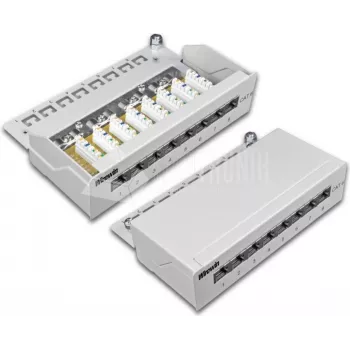 Desktopový patch panel Wirewin 8portový Cat6 stíněný s LSA+ zakončením (DVP-TRIO-K6 8)