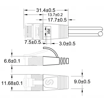 Slim patch kabel Wirewin Triotronik Cat6, U/FTP, RJ45 samec na RJ45 samec, 0,15 m, fialový PKW-STP-SLIM-KAT6 0.15 VT