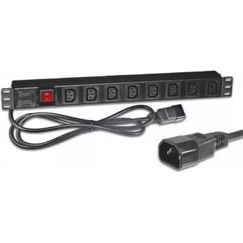 Racková PDU Wirewin NVL8 USV verze 19 inch 1U, 8× výstup IEC C13, vstup IEC C14, 10A, 2300W, černá