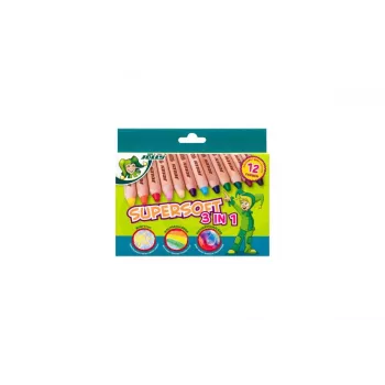 Pastelky JOLLY Supersoft 3v1, různé barvy, 12 ks (5956-0002)