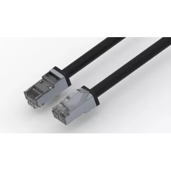 Venkovní patch kabel Wirewin Outdoor Cat.6A S/FTP, plášť PUR s ochranou proti UV, černý, 0,5 m (PKW-OUT-SF-K6A-PUR 0.5)