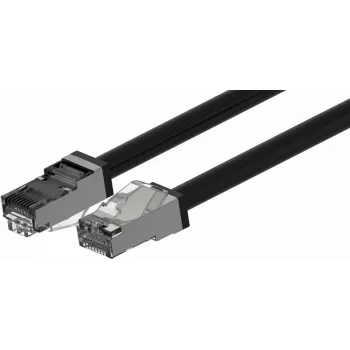 Venkovní patch kabel Wirewin Outdoor Cat.6A S/FTP, plášť PUR s ochranou proti UV, černý, 0,5 m (PKW-OUT-SF-K6A-PUR 0.5)