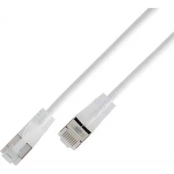 SLIM Light patch kabel Wirewin SLIM KAT6A 10 Gigabit, U/FTP, průhledné konektory, bílý, 1,5 m SLIM-L-UF-K6A-TL 1.5 WT
