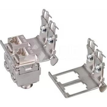 Držák na DIN lištu Wirewin pro 2 keystone zásuvky, kovový keystone systém (WKS DIN RAIL HOLDER 2)