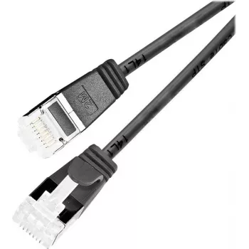 Patch kabel Wirewin Light, kulatý, U/FTP Cat 6a, černý, 0,1 m, tenký a ohebný kabel pro speciální aplikace PoE (PKW-LIGHT-STP-K6A 0.1 SW)