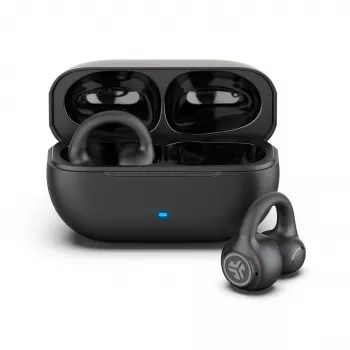 JLab Flex Open Air Clip True Wireless sluchátka, Bluetooth 5.3, 32h celková výdrž baterie, IP55, černá