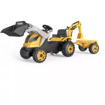 Šlapací traktor s přívěsem Smoby Builder Max, žlutý