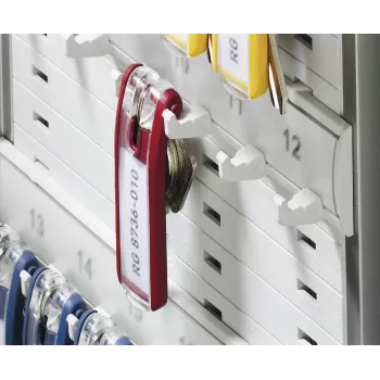 DURABLE KEY BOX 36 klíčová skříňka s cylindrickým zámkem, světle šedá ocel, na zeď, 36 háčků 195223