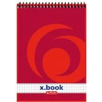 Spirálový zápisník herlitz x.book A5 kostkovaný červený - 50 listů 110536